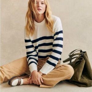 Sezane Bastien Jumper 100% Merino Wooo Knit Sweater Striped